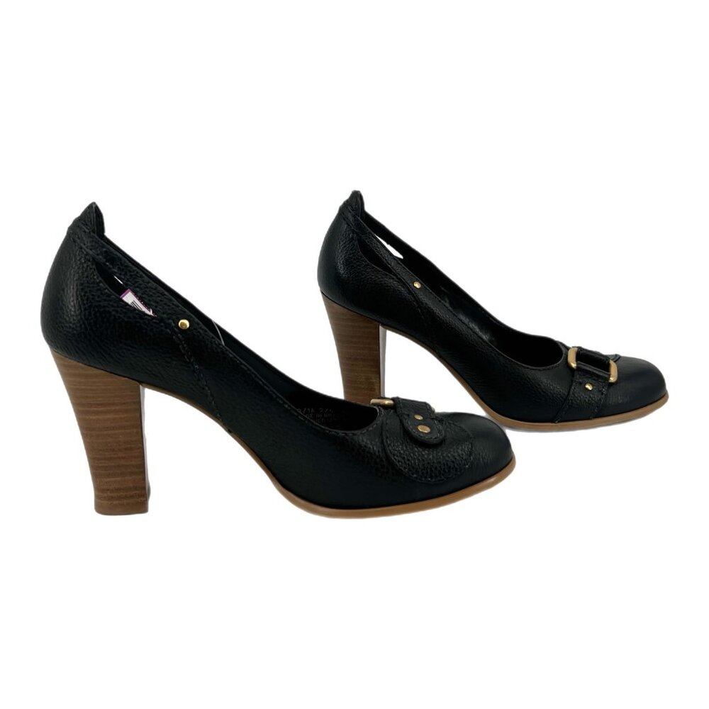 Franco Sarto Black/Brown Buckle Detail Heels | Size 7